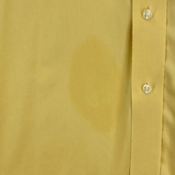 IZOD Shirt Mens 17.5 Yellow Button Up Long Sleeve Cotton Twill Casual Workwear - Picture 6 of 12